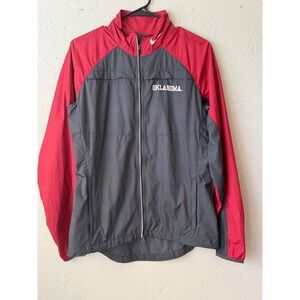 Nike Oklahoma Sooners Windbreaker Jacket Mens Medium Red Grey Full Zip Running